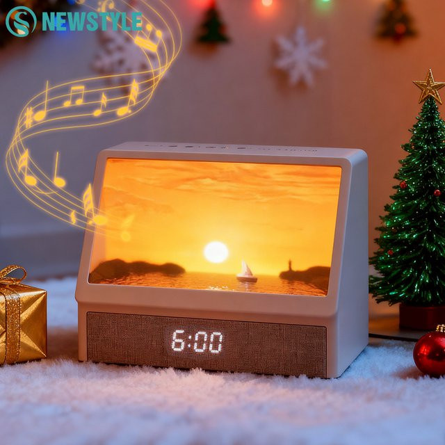 Sonnenaufgang Wecker mit weißem Rauschen und Bluetooth, Nachtlicht für das Schlafzimmer in Weiß - Bild 1