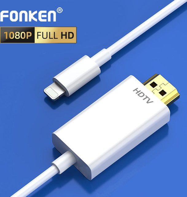Fonken HD Digital AV-Adapter HDMI auf iOS Kabel für iPhone 14 13 12 11 in Weiß für 1080P HDTV-Verbindung - Bild 1