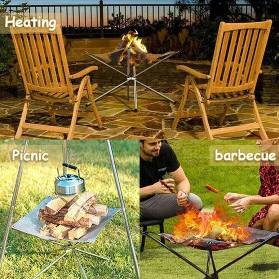 LISM Tragbarer Grillständer aus Edelstahl in Silber, Faltbarer Feuerkorb für den Außenbereich, B/T/H: 42 x 32 x 42 cm - Bild 3