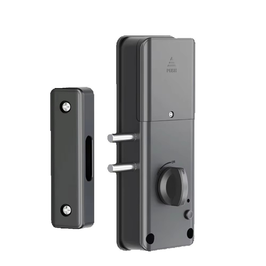 LUCKING DOOR Unsichtbares automatisches Motorbolzenschloss für Holztüren mit Tuya APP-Steuerung und IC-Karten-Schloss, Schwarz - Bild 3