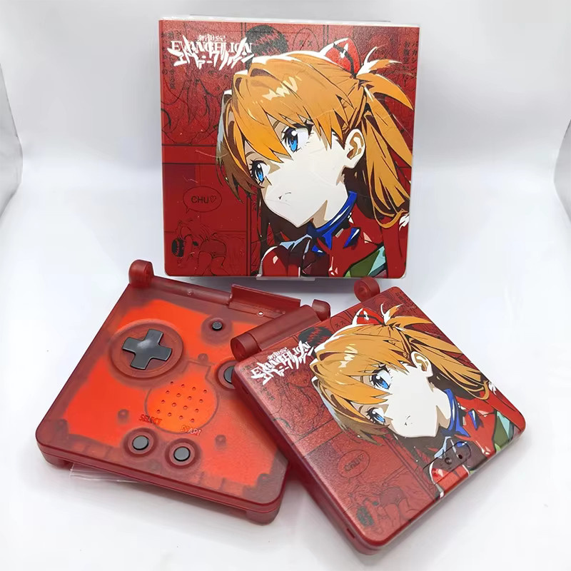 Bandai GBA SP Limited Edition Hülle mit Box EVA Rei und Asuka in Pink Mattierte Ersatzschale Retro Design - Bild 2