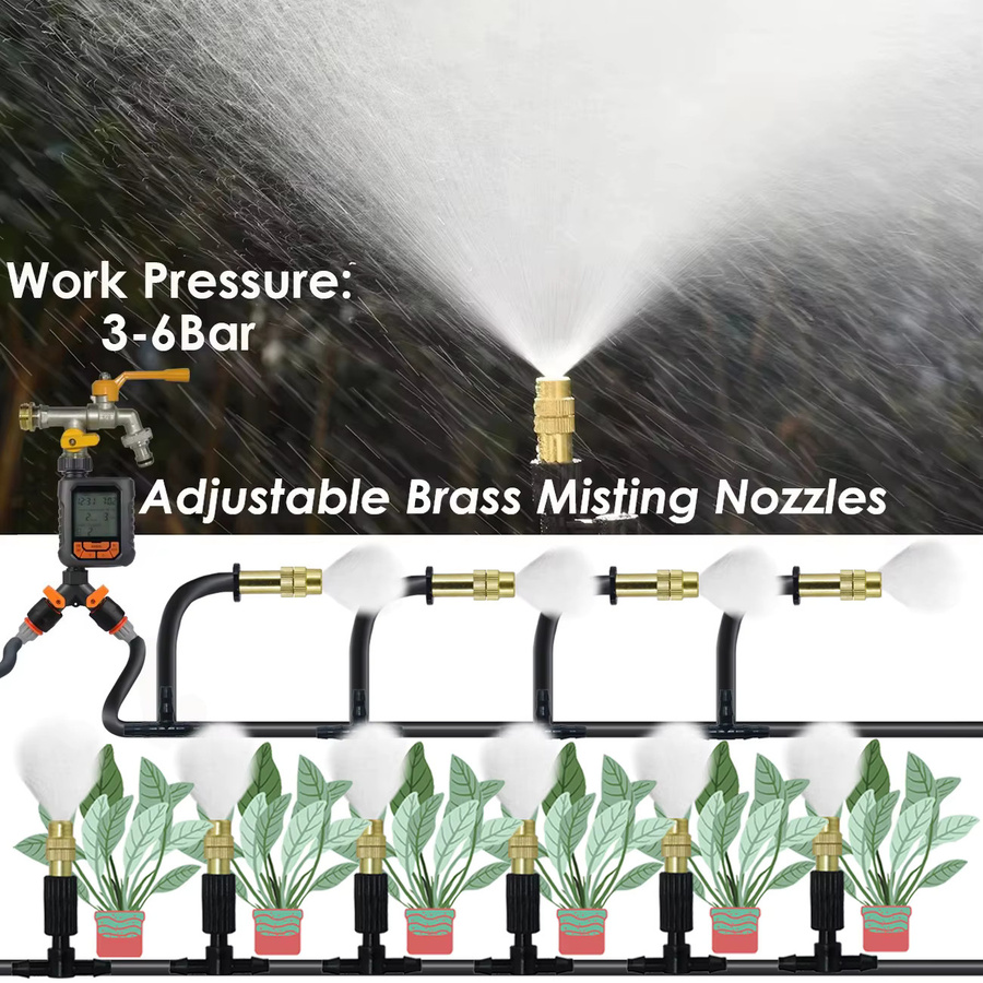 KESLA Bewässerungssystem mit Messing Zerstäuberdüsen und 4/7mm Schlauch für Garten, Außenterrasse und Gewächshaus, 1/4'' Anschluss - Bild 5