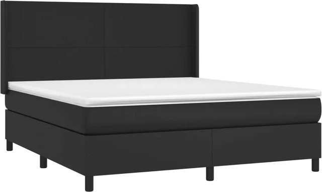 vidaXL Boxspringbett mit Matratze und LED-Beleuchtung in Schwarz aus Kunstleder, B/T/H: 180 x 200 x 118 cm - Bild 1