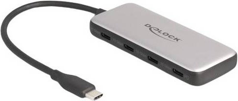 Delock USB-C Hub 4 Port USB 3.2 Gen2 10 GBit/s Schwarz Grau 64261 - Bild 1