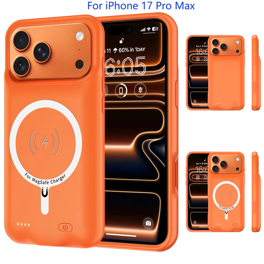 Fraternize Magnetische Akku-Ladegerät-Hülle für iPhone 17 Pro Max in Orange - Bild 4