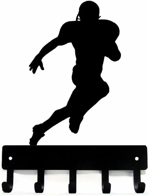 HOMSUN Fußball Schlüsselhalter aus Metall in Schwarz mit selbstklebender Wandaufkleber-Funktion für Flur und Eingangsbereich - Bild 1