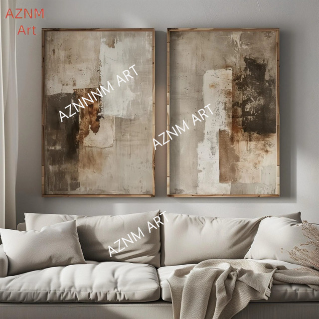 AZNM Abstraktes Leinwanddruck-Poster in Beige, Moderner Minimalistischer Kunstdruck für deine Wanddekoration - Bild 1
