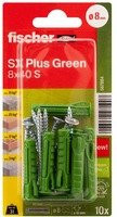 Fischer SX Plus Green Spreizdübel aus Nylon, Farbe: Grün, Durchmesser: 8 mm, Länge: 40 mm, 10 Stück - Bild 1