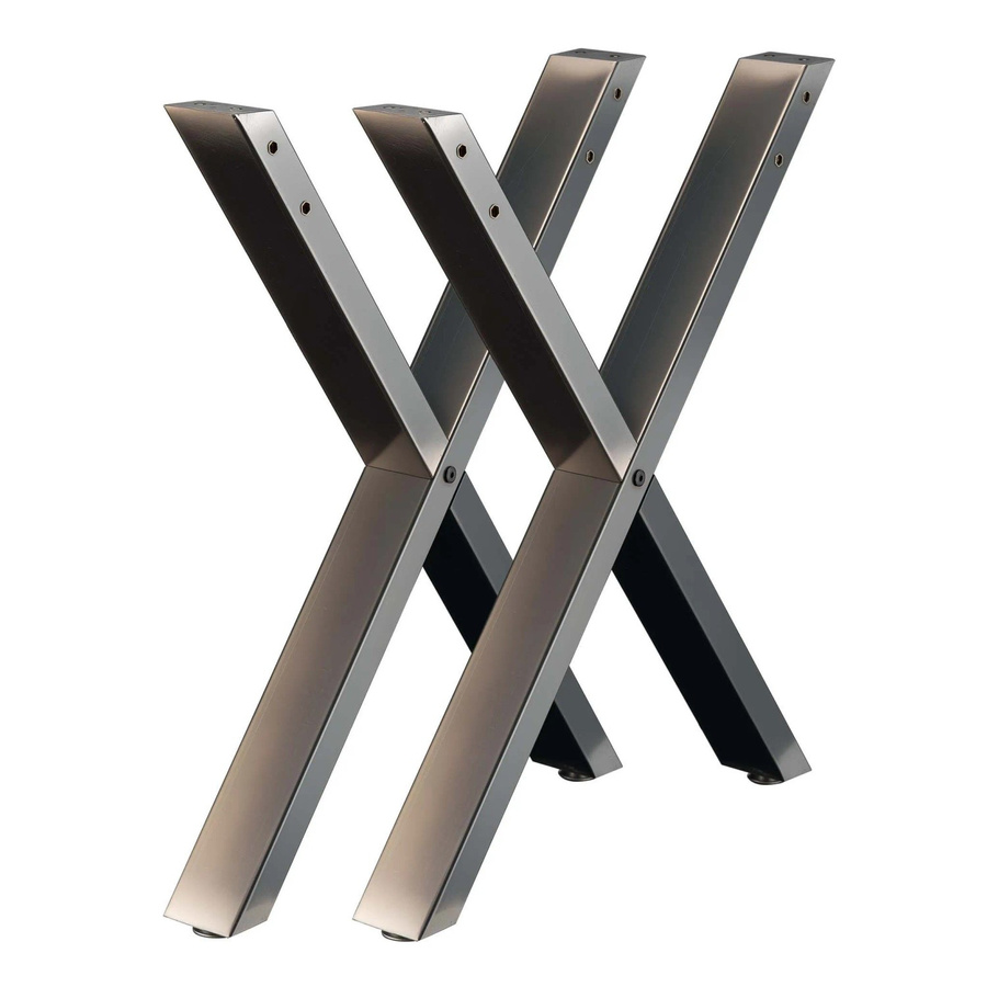 Wiltec Tischbeine Set X-Profil aus lackiertem Stahl, Tischgestell in Schwarz oder Silber, Höhe: 72 cm, Breite: 60 cm, Tiefe: 60 cm - Bild 2