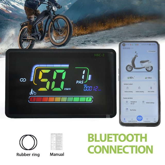 Haytrix H6C-2 Bluetooth LCD Fahrradcomputer für E-Bike und Mountainbike, Kilometerzähler in Schwarz, wasserdichtes Zubehör - Bild 1