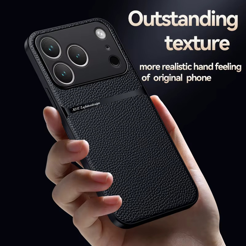 Fudusaidman Stoßfeste Lederhülle mit Magnetfunktion für iPhone 11 bis iPhone 17 Air in Schwarz und Gelb - Bild 2