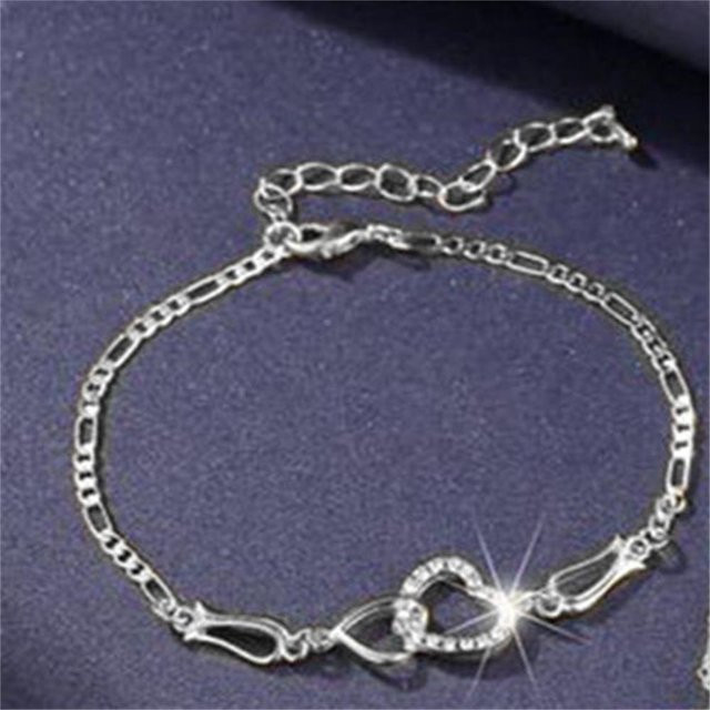 Schmuckset Doppelherz, Halskette, Ohrringe, Armband, Messing, blue, Zirkonia, Damen - Bild 1