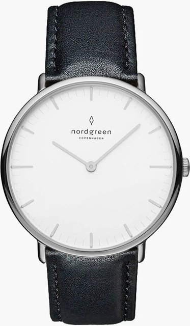 Nordgreen Damenuhr Native, Analoguhr, Quarz, Edelstahl, 32 mm, Leder, Weiß - Bild 1