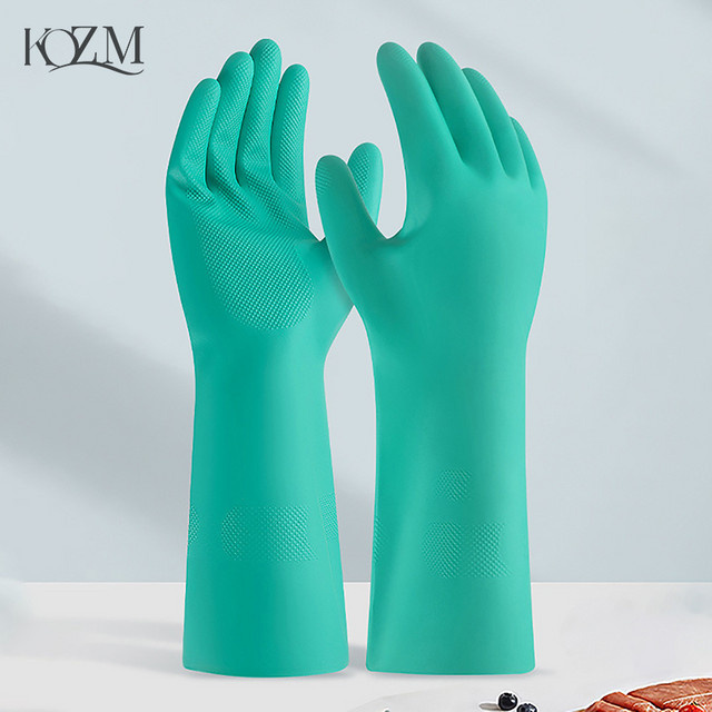 KOQZM Nitril Handschuhe in Türkis, 1 Paar dicke Langarmhandschuhe, chemikalienbeständig und wasserdicht, latexfrei, Größe XL - Bild 1