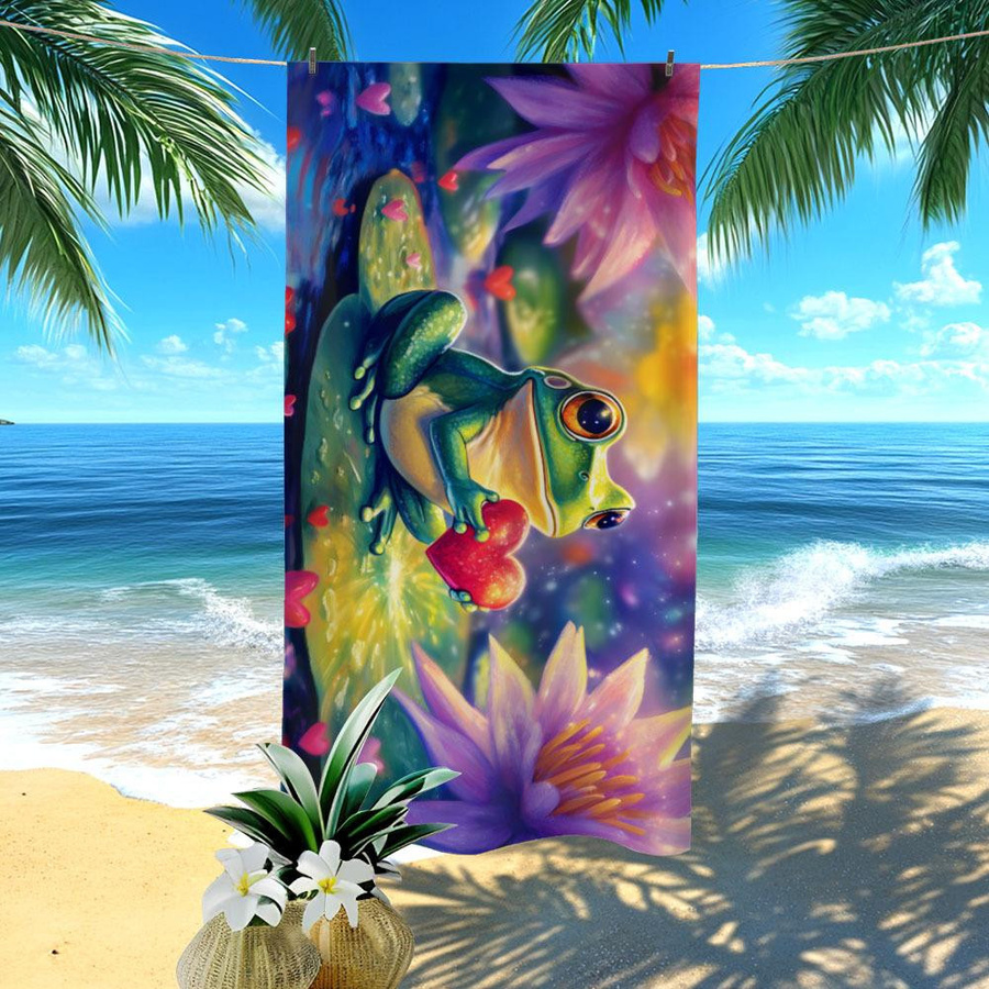 Wasserdichte Strandmatte mit tropischem Froschteich-Print von JMG Household Supplies, Picknickdecke aus Polyester, Mehrfarbig, Breite: 50 cm, Tiefe: 100 cm - Bild 3