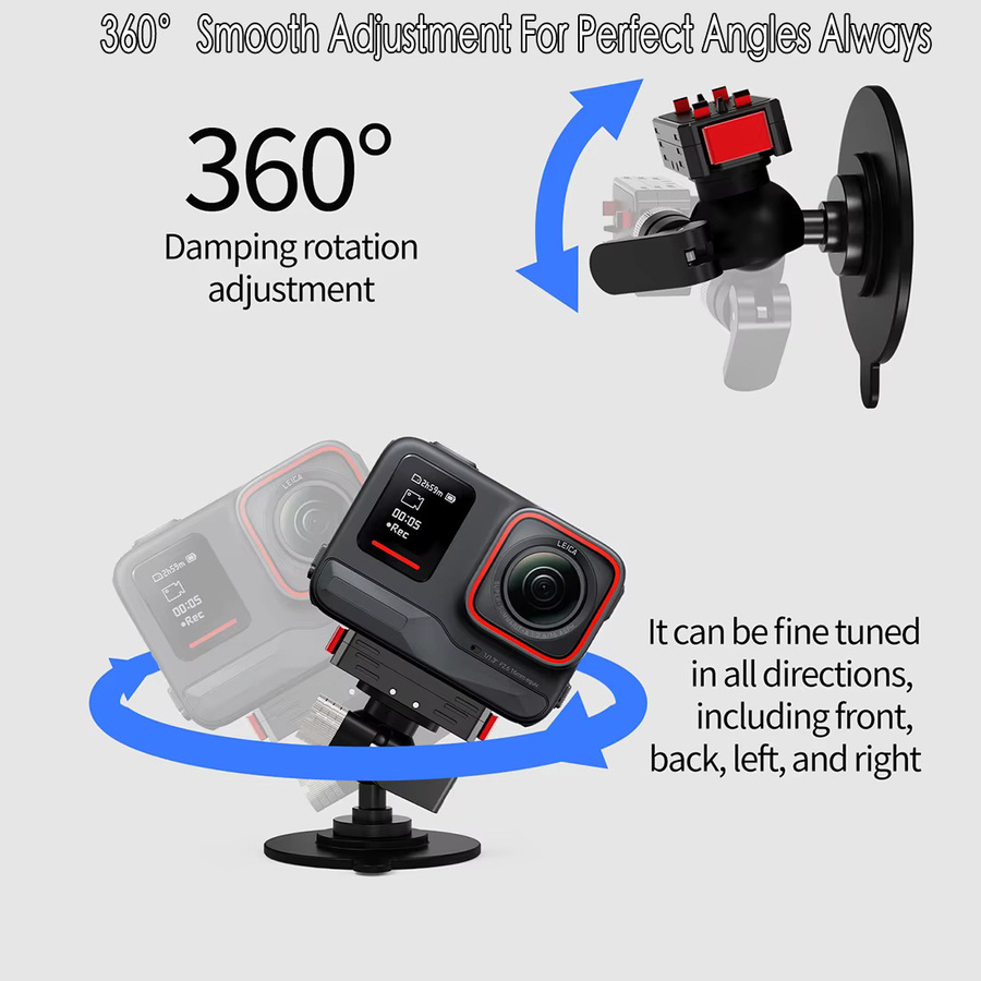 FEICHAO Selbstklebende Auto-Saugnapfbasis mit magnetischem Kugelkopf in Schwarz, aufladbare Kamerahalterung für Insta360 Go 3 3S und AcePro2 X6 X5 X4 GO Ultra - Bild 5