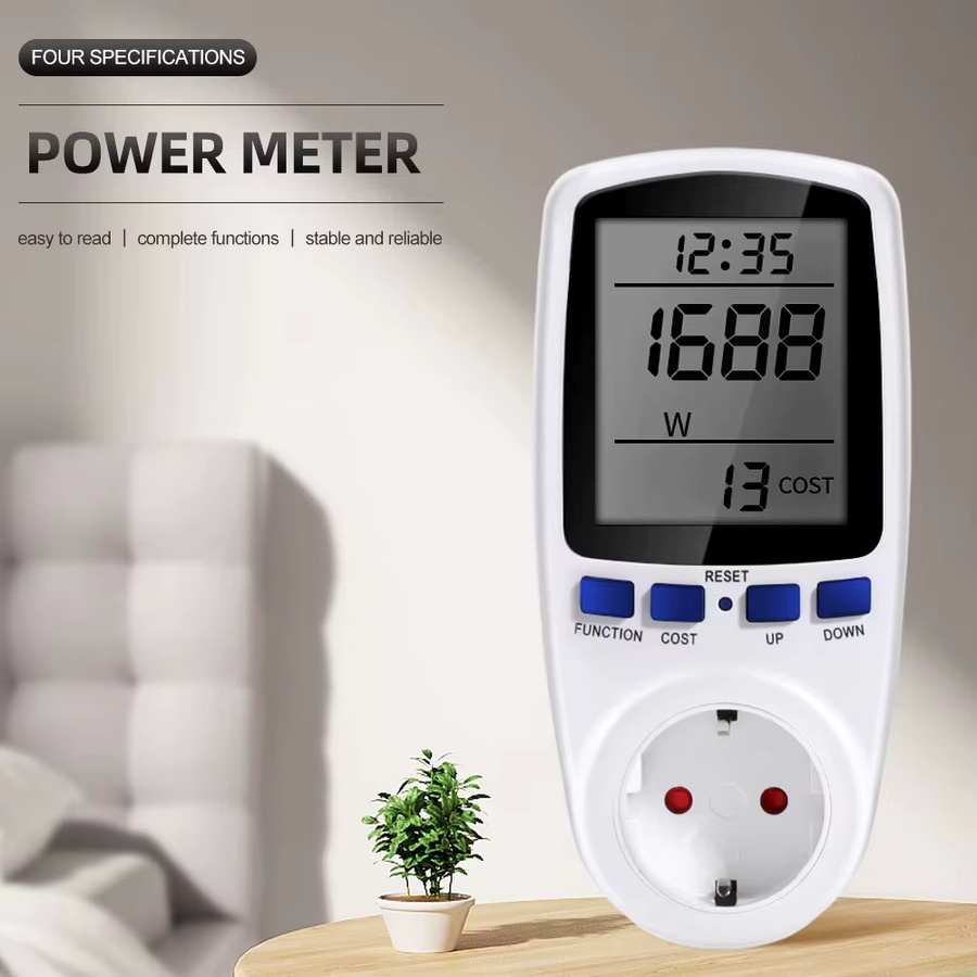 JUANJUAN Digitales Strommessgerät mit EU-Stecker zur Messung von Watt, Spannung und kWh in Weiß - Bild 3
