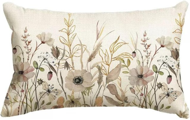 VIKAMA Frühblumen Kissenbezug mit floralem Design, B/H: 50 x 30 cm, Mehrfarbig - Bild 1
