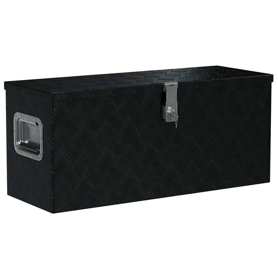 DELUKE Aluminiumbox mit Deckel und Schloss, abschließbare Alubox als Deichselbox oder Werkzeugkiste, Schwarz, B/T/H: 80 x 30 x 35 cm - Bild 2