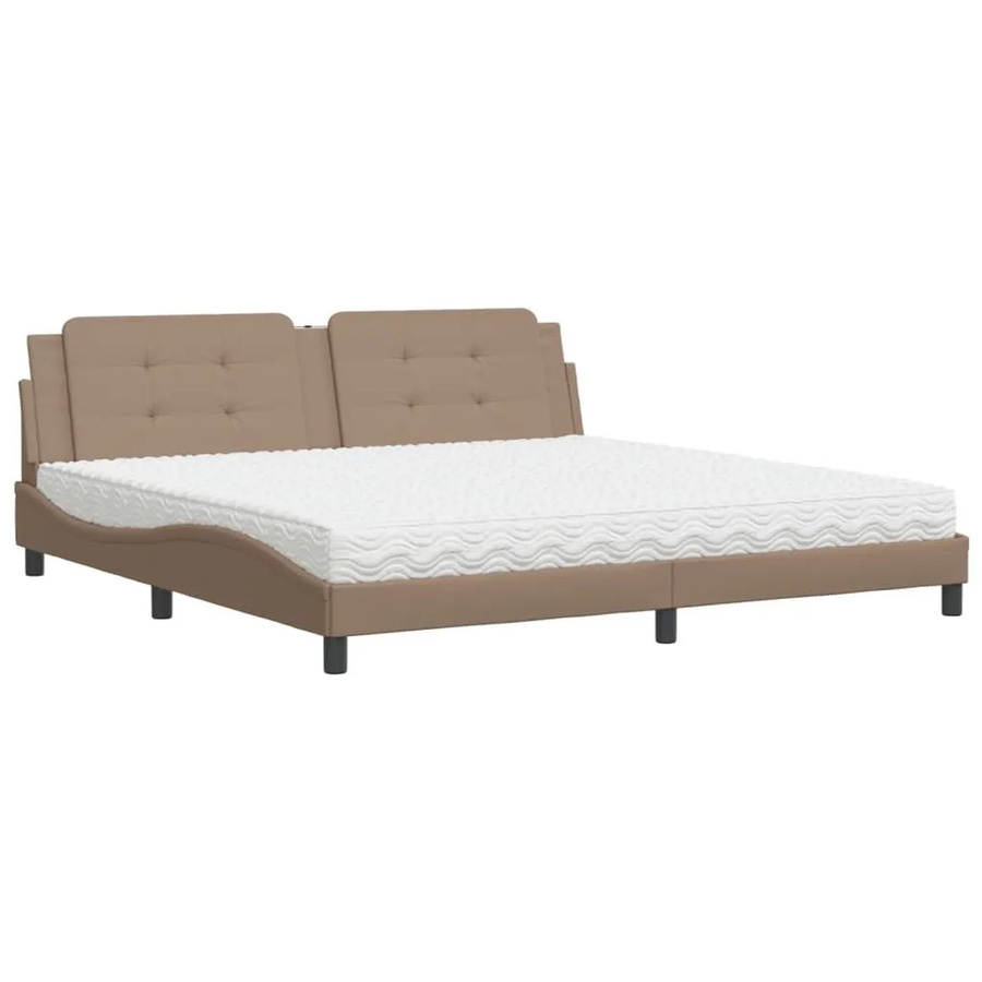 vidaXL Bett Zadar mit Matratze in Cappuccino-Braun aus Kunstleder und Kiefernholz B/T/H: 200 x 200 x 205 cm - Bild 2