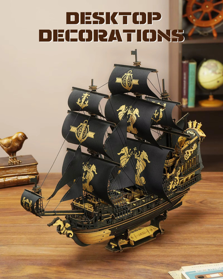 Robotime ROKR The Seahorse Barque, 3D-Holzpuzzle, ab 14 Jahren - Bild 5