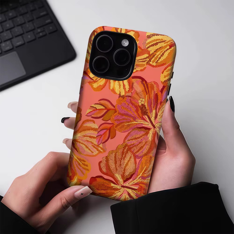 Robuste magnetische Hibiskus Handyhülle mit Sonnenuntergang-Design für iPhone 17 16 15 14 13 Pro Max Plus von Potdemiel in Multicolour - Bild 3