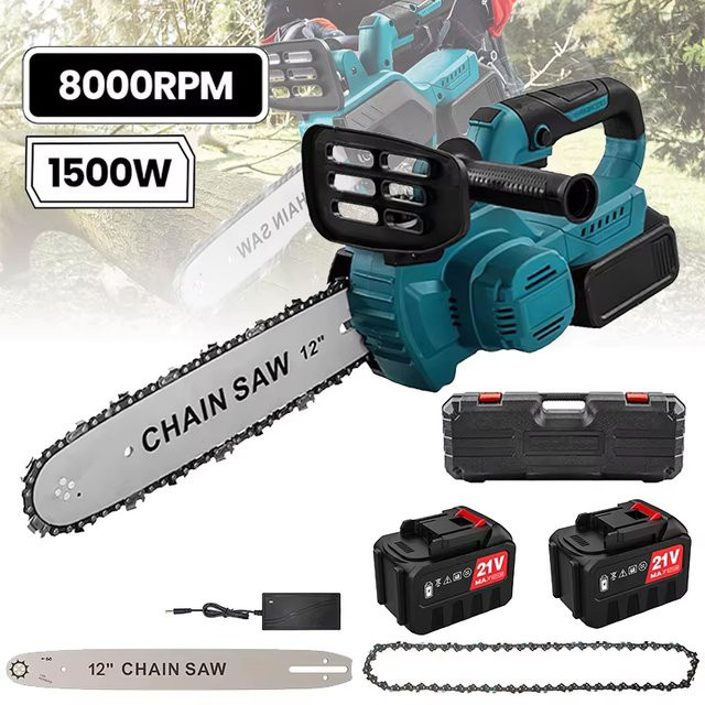 Makita 12 Zoll bürstenlose elektrische Akku-Säge in Blau, kabelloses tragbares Schneidwerkzeug für die Gartenarbeit und Holzbearbeitung, kompatibel mit Makita 18 V Akkus - Bild 1
