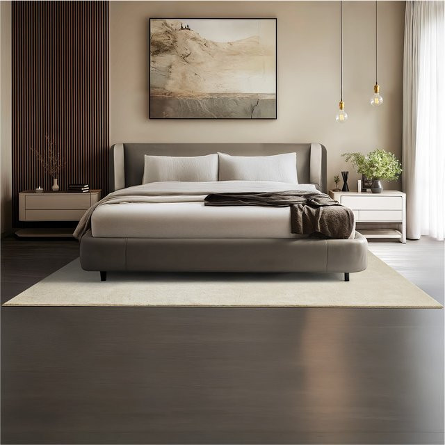 tectake Kurzflorteppich Soft Zone Beige, allergikerfreundlich und rutschfest, B/T: 160 x 230 cm, Höhe: 2 cm - Bild 1