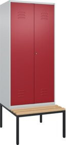 C+P PSA Doppel-Spind Classic PLUS Sitzbank mit 2 Abteilen und Buche-Hartholz Sitzfläche, B/T/H: 212 x 80 x 81,5 cm - Bild 1