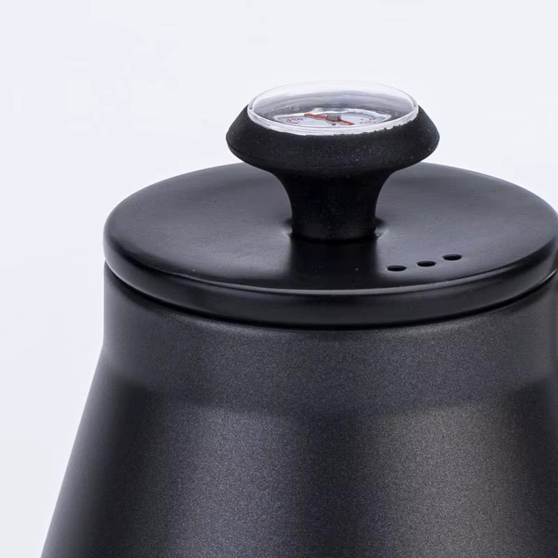 Kanone Kaffeekessel aus Edelstahl 304 in Silber und Schwarz mit 1,2 l Volumen und langem Auslauf zur Temperaturregelung für Tee und Kaffee - Bild 4
