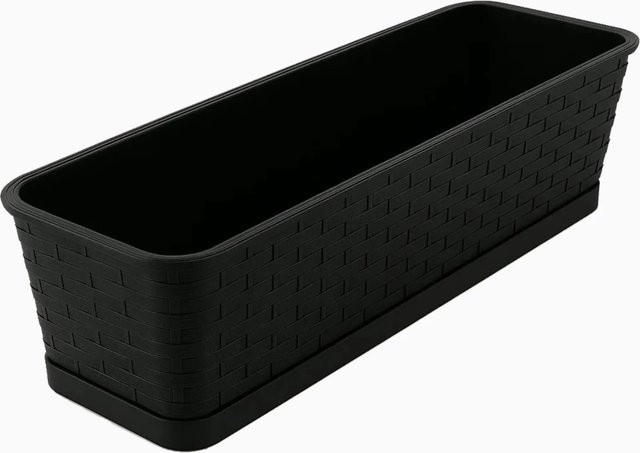 BigDean 2er Set Blumenkasten mit abnehmbarem Untersetzer Anthrazit, Länge: 80 cm, Pflanzkasten für Innen und Außenbereich - Bild 1