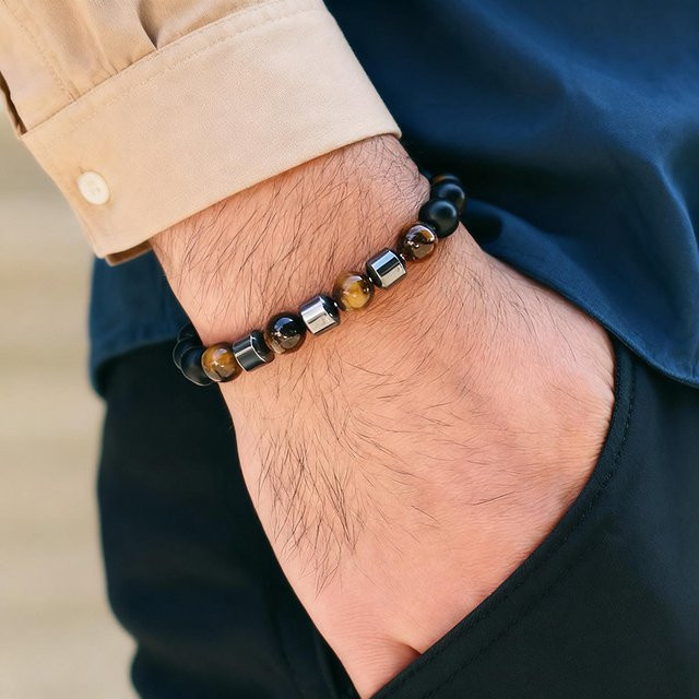 Armband Noter, Hämatit, 8 mm, Herren - Bild 1
