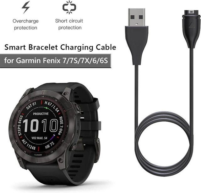 Garmin USB-C Schnellladekabel für Venu 2 Plus, VivoSmart 5, Fenix 7 6 5, Tactix 7, Instinct 2, Epix 2 und Enduro in Schwarz - Bild 1