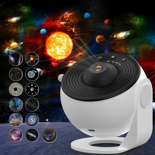 GHUSTAR Galaxy-Projektor 12-in-1 Planetarium-Sternprojektor mit 360°-Projektion und Timer, Weiß - Bild 1