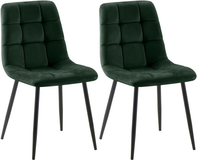 CLP 2er Set Esszimmerstühle Tilde, moderne gepolsterte Küchenstühle mit gestepptem Bezug und Metallgestell, bis 150 kg belastbar - Bild 1