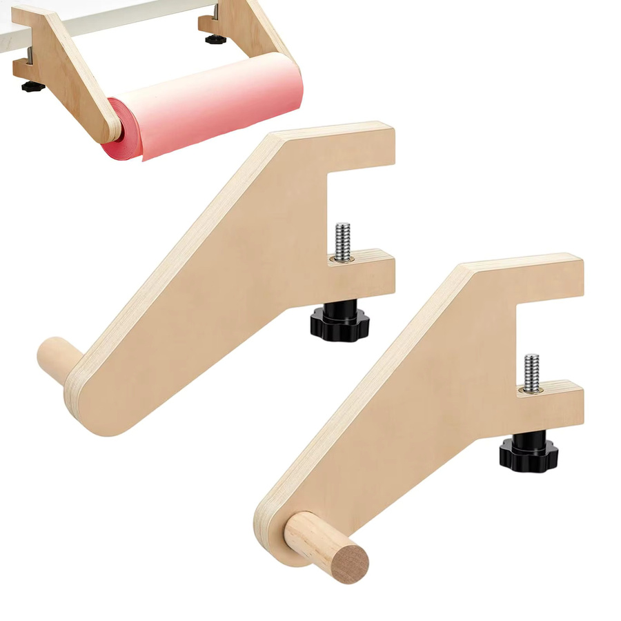 Holz-Papierrollenhalter in Braun als Tischständer für Geschenkpapier und Zeichenzubehör - Bild 4