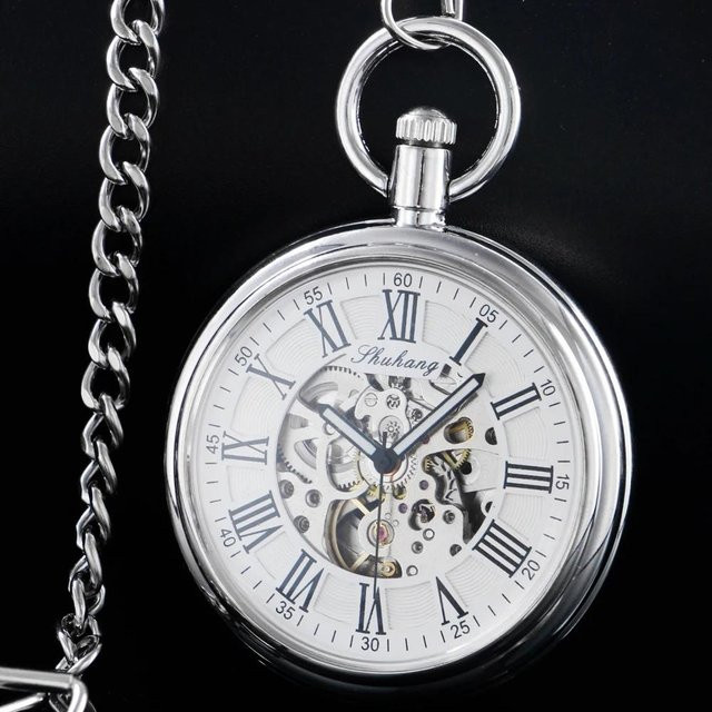 SHUHANG Taschenuhr, Automatik, Edelstahl, Silber, Grau, Herren - Bild 1