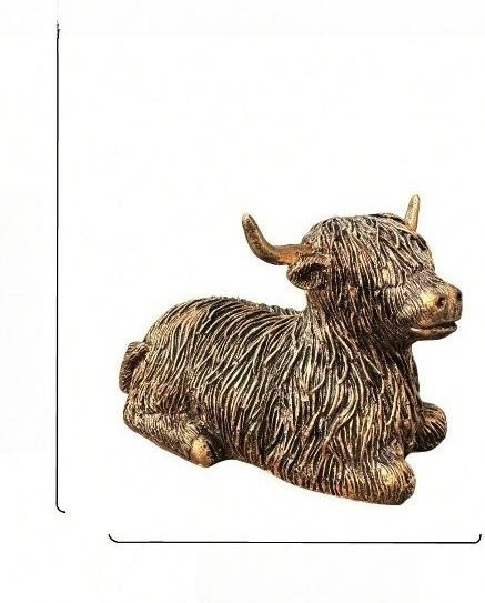 Rustikale Schottische Hochlandrind-Figur von Chenxiaogang in Schwarz und Gold mit Vintage-Textur zur Tischdekoration - Bild 1