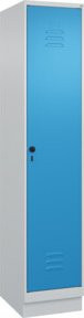 C+P Spind Classic PLUS Garderobenschrank mit Sockel, 1 Abteil, Sicherheits-Drehriegel und 4 Garderobenhaken, Farbe: Grau/Blau, H x B x T: 195 x 40 x 50 cm - Bild 1