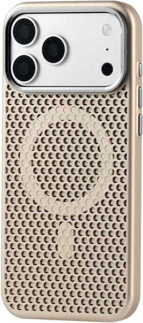 Market-5 MagSafe Magnetische Gitterhülle für iPhone 17 16 15 14 13 Pro Max mit Wärmeableitung und Metallknopfabdeckung in Gold - Bild 1