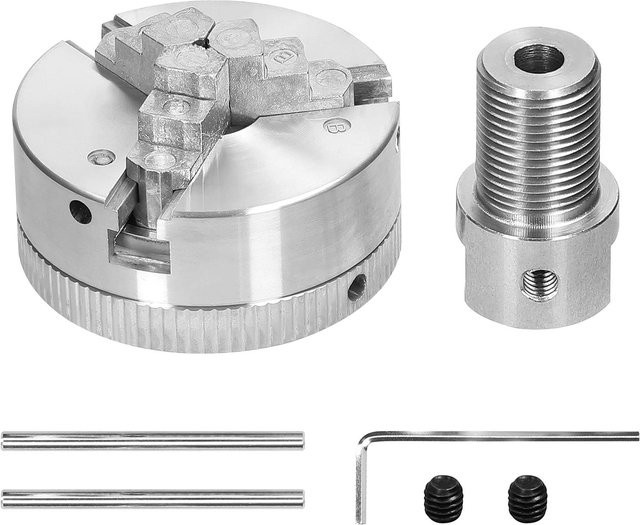 Selbstzentrierendes manuelles Drehfutter aus Zinklegierung in Silber für Schleif-, Fräs- und Drehmaschinen - Bild 1