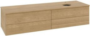 V&B Waschtischunterschrank Antao mit Frontstruktur und Beleuchtung in Eiche Honig geölt, B/T: 160 x 50 cm - Bild 1