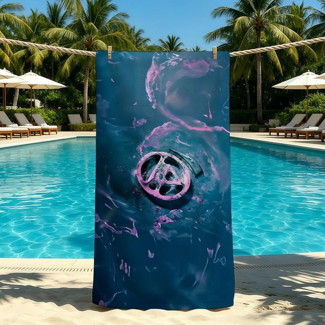 Wave Echo Rock Band Handtuch aus Mikrofaser, Blau, B: 80 cm, L: 160 cm, schnelltrocknend und super saugfähig für Strand und Camping - Bild 1
