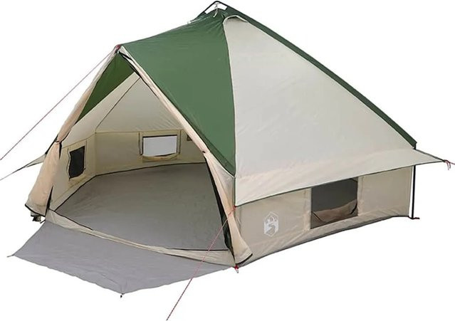 vidaXL Teepee Zelt mit Dach Grün und Weiß B/T/H: 490 x 410 x 210 cm - Bild 1