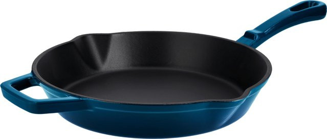 SILVERCREST Premium-Gusseisenpfanne als Grillpfanne, Blau, emailliert mit Ausgiessrand und Backofeneignung - Bild 1