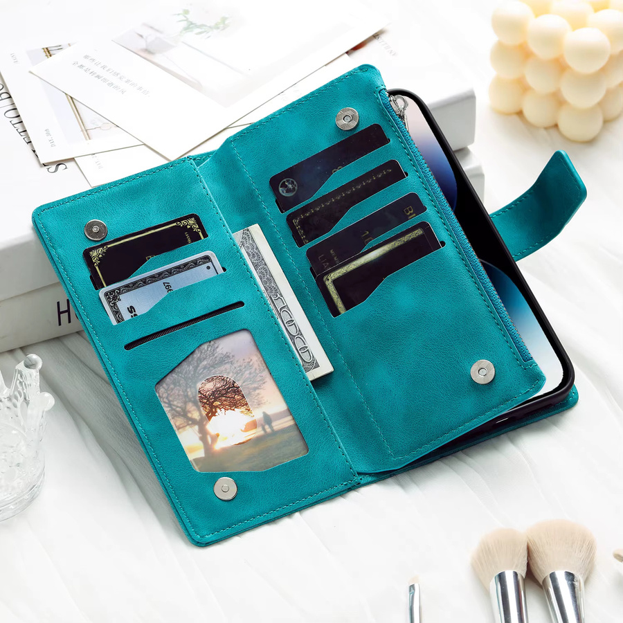 Ledertasche mit Kartenhalter und Brieftasche als Schutzhülle für Samsung Galaxy A-Serie in Blau - Bild 2
