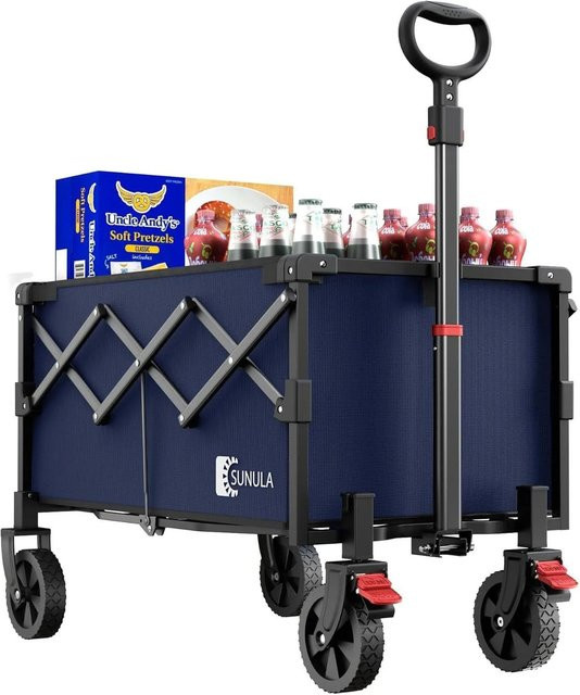 SUNULA Bollerwagen faltbar in Blau mit 80L Volumen und 100KG Tragkraft - Bild 1