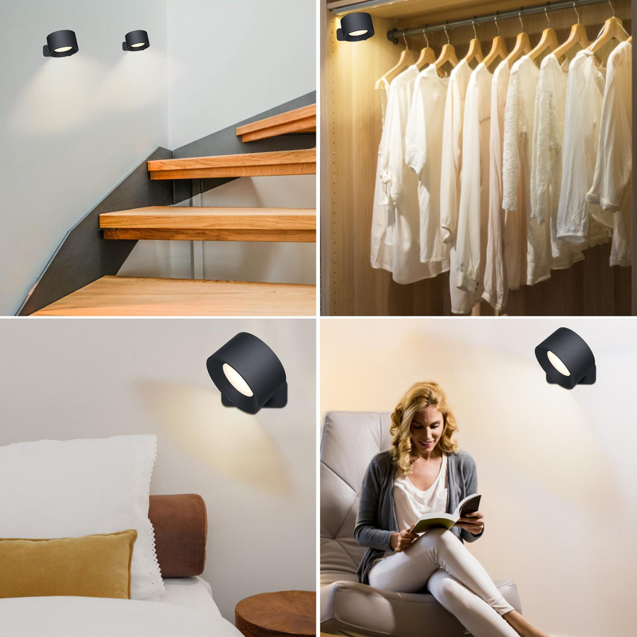 Neoglint LED Schranklampe mit 4,5 W und Akku, Schwarz, Warmweißes Licht, Magnetisch und Selbstklebend - Bild 5