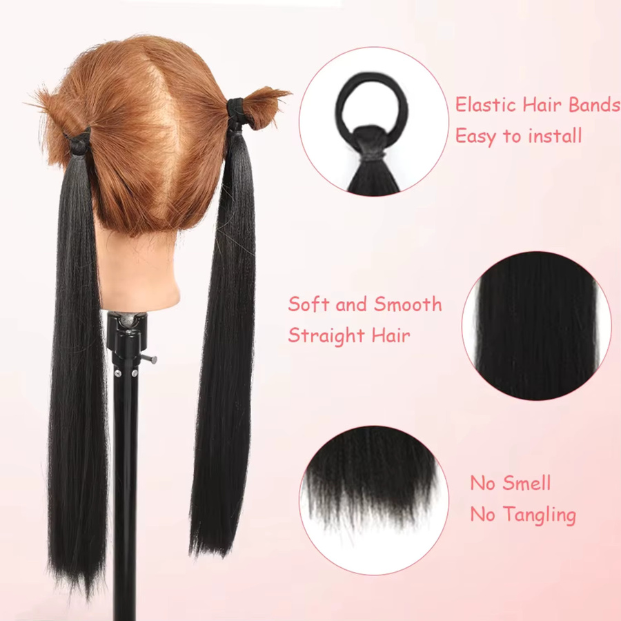 allaosify Pferdeschwanzverlängerung, 2er-Pack, schwarz, Damen - Bild 3