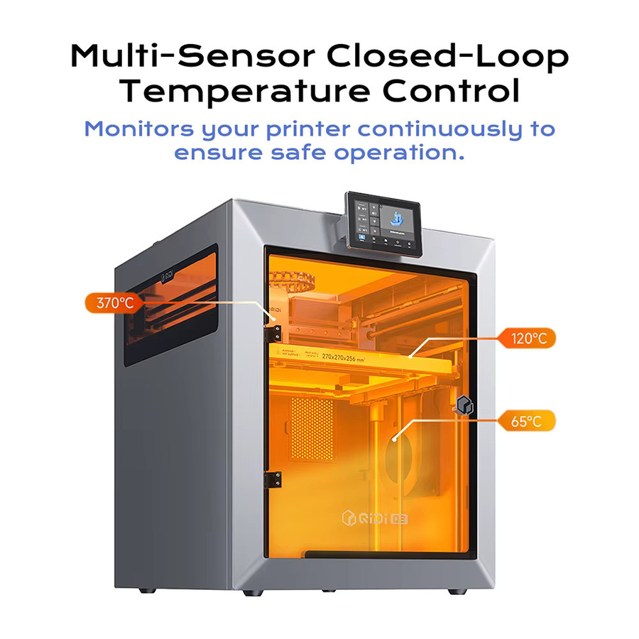 QIDI TECH Q2 FDM 3D-Drucker mit 600mm/s Hochgeschwindigkeit, 370 °C Hot End, geschlossener Kammer, automatischer Nivellierung, KI-Kamera und Dreifach-Filtration - Bild 3